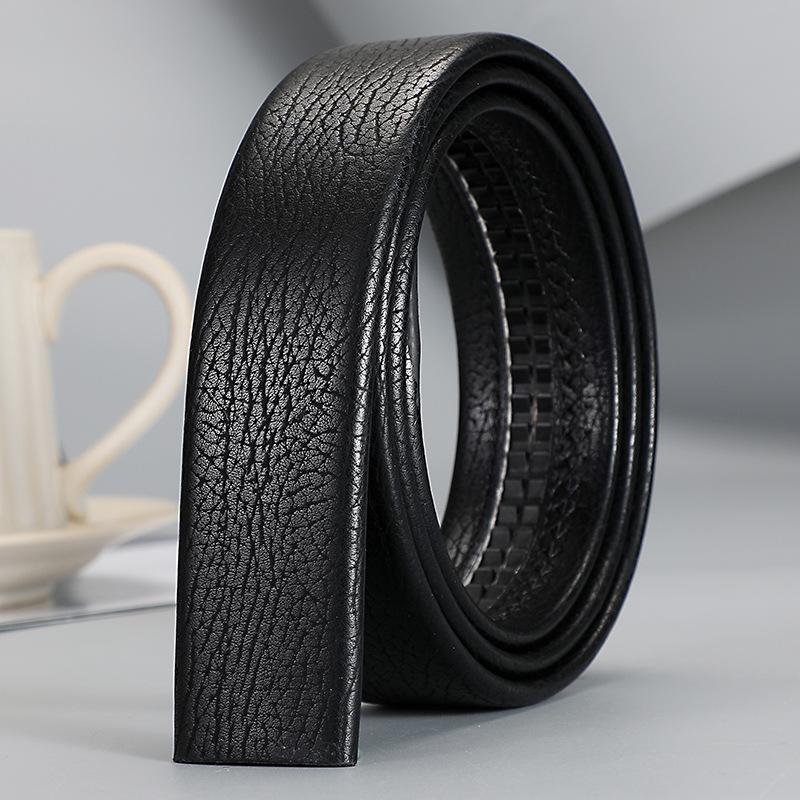 Men s Retro Lychee Grain Leather Belt with Automatic Buckle - Versatile Business Waistband 125cm