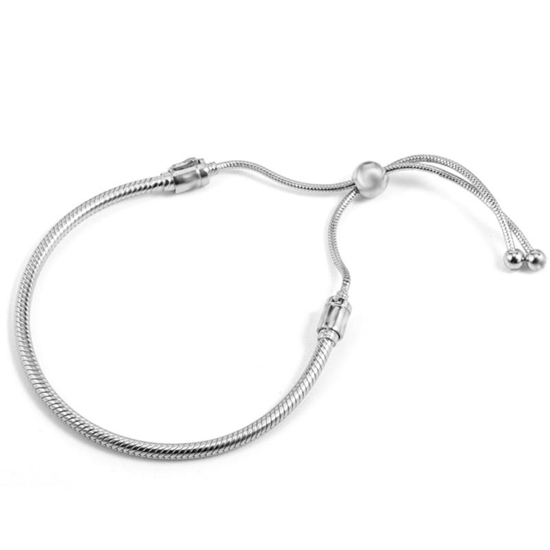 

2022 Новые браслеты-цепочки «змейка» классического серебряного цвета с регулируемой длиной, подходят для бусин, звеньевые браслеты-шармы для женщин, модная бижутерия