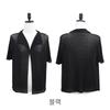 Shiz Madam Mesh See Through Big Collar Pleats Cardigan J31804