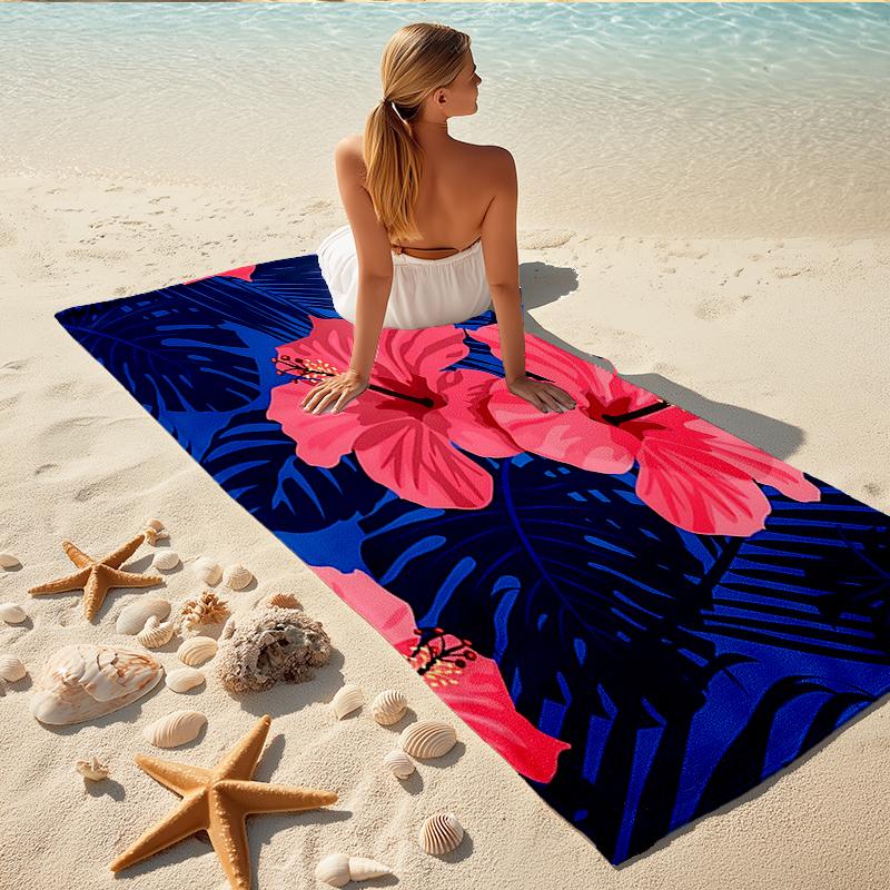 1Pc Tropical Floral Beach Towel Quick Dry Multiuse For Beach Pool Gym Yoga Home Travel Christmas Halloween Xmas Gift Eg16