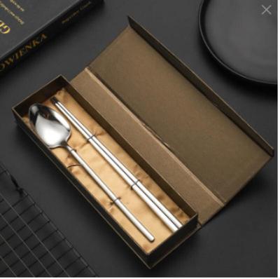ZISIZ Stainless Steel Long Handle Spoon & Chopsticks Set