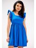 Flared Mini Dress Made of Cotton Knit, Blue M