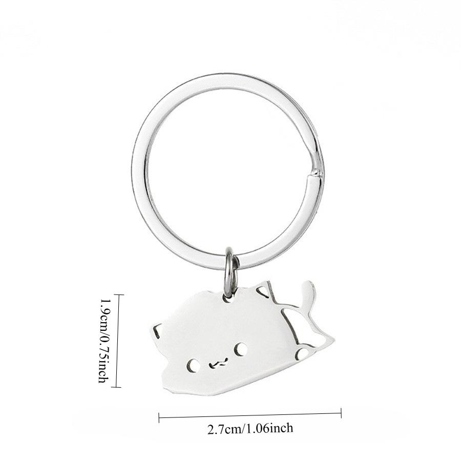 1 Pair Creativity Cute Stainless Steel Cartoon Cat Keychain Couple Animal Matching Key Ring Pendants Valentine Friendship Gift