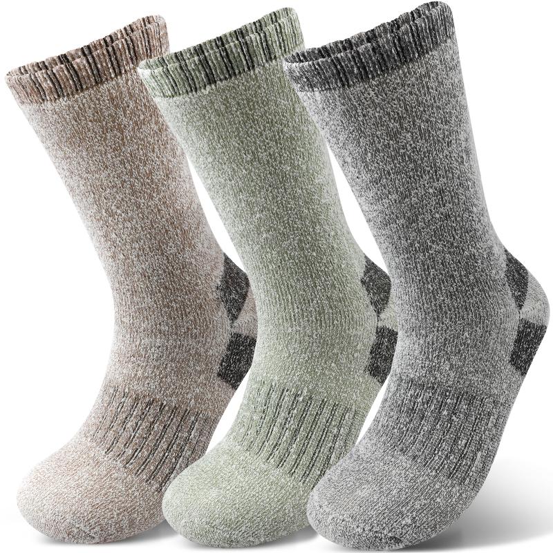 3Pairs Winter Men Socks Super Thick Thermal Mid Calf Socks Warm Wool Skiing Sports Socks