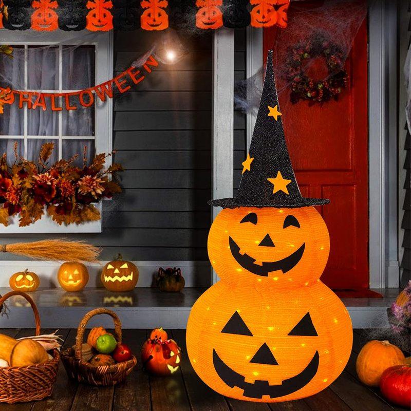 1pcs Halloween Pumpkin Decorations Collapsible Jack-o-Lantern Pumpkin Lights for Indoor Outdoor Home, Party, Yard Decorations