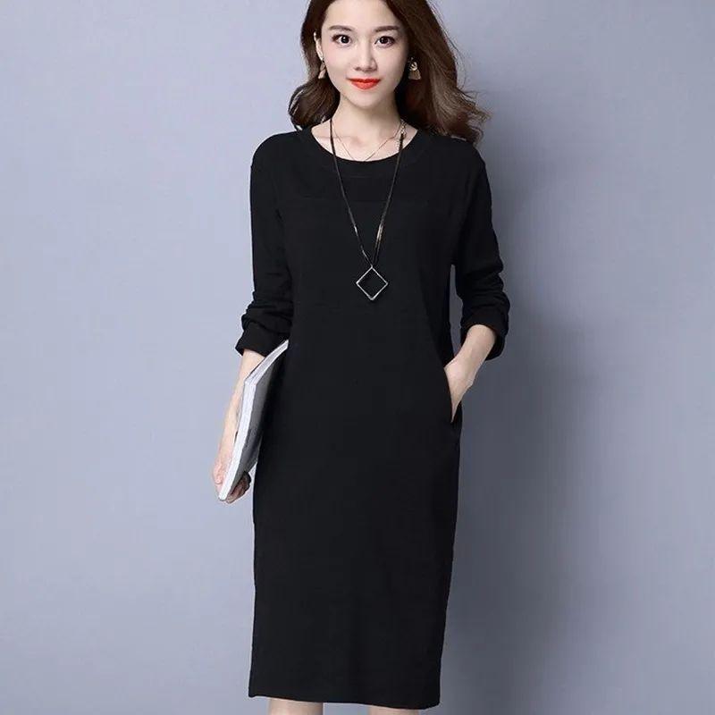 Large Size Autumn and Winter Dress for Women Loose Plush Velvet Thickened Slim Long Base Shirt