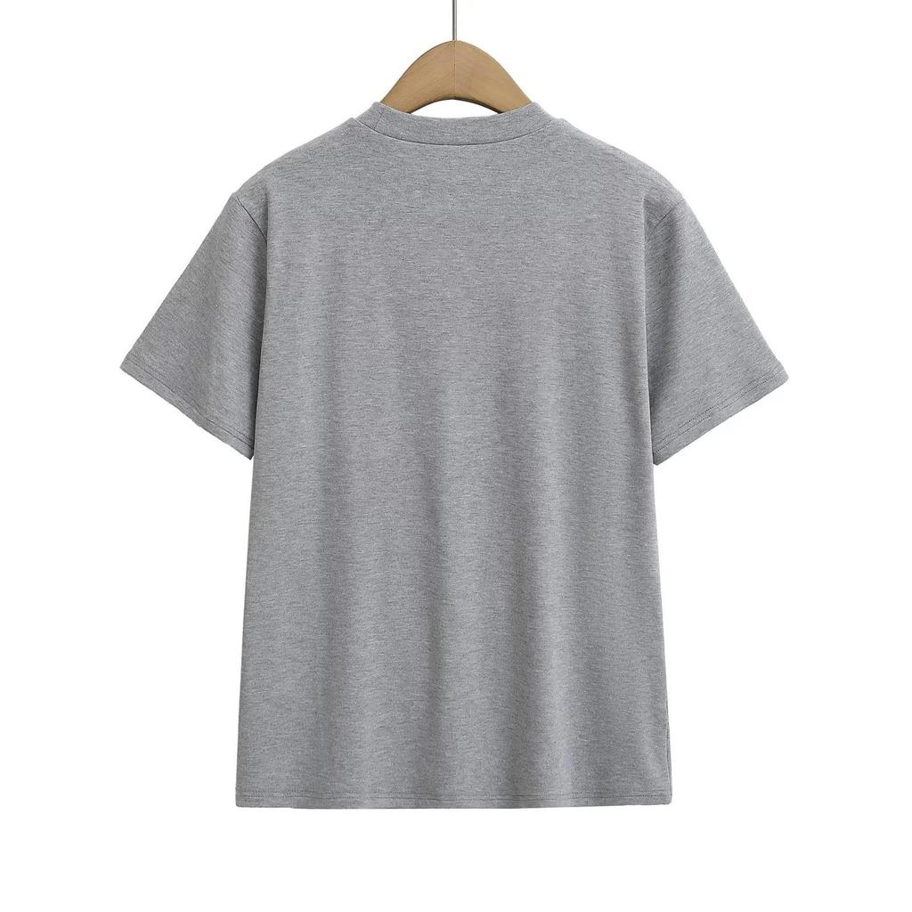 Women's Basic Round Neck Loose Short Sleeve T-shirt, Elegant Versatile Casual Pullover Top