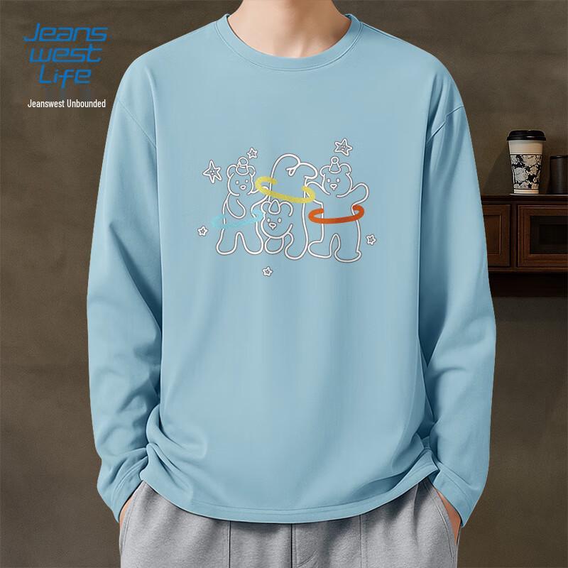 JEANSWEST LIFE Men s Cartoon Bear Cotton Long-Sleeve T-Shirt 2XL