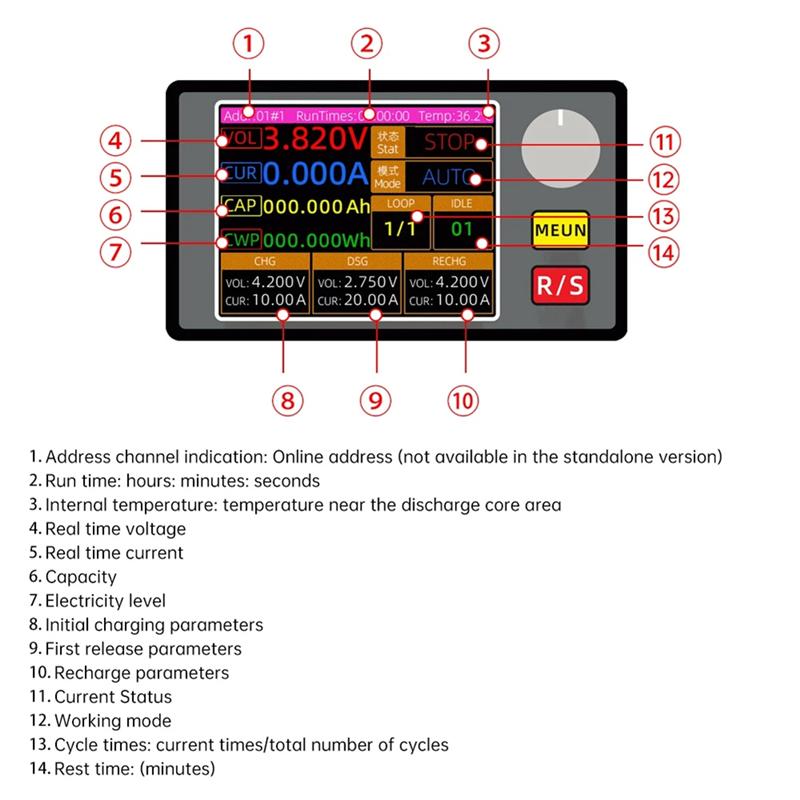 Battery Capacity Tester Power Switch Charger Tester Charging And Discharging Battery Tester EU-PLUG NONE белый
