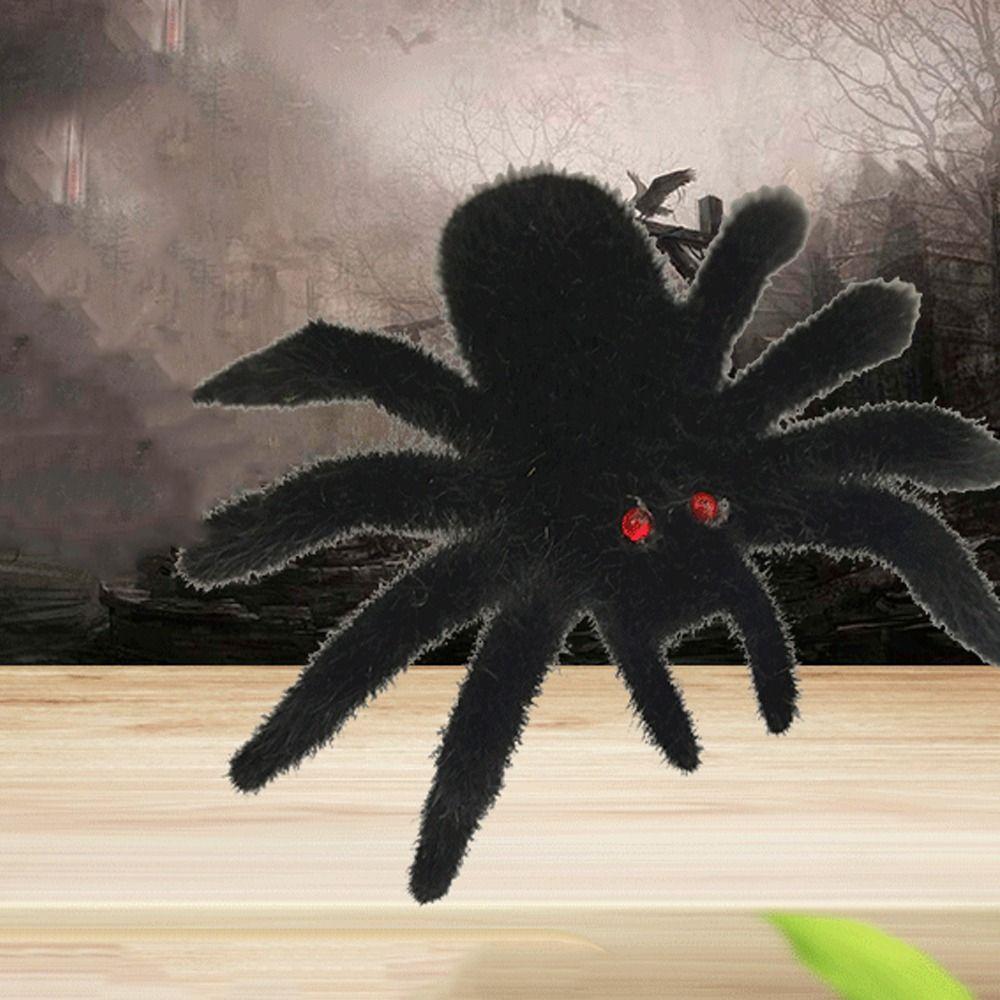 Funny Flocking Black Spider 3D Artificial Spider Halloween Plush Spider  Party Prop