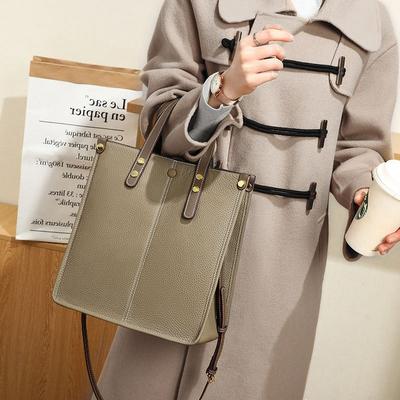 Pionowa skórzana aktówka biznesowa torba typu crossbody Top Layer skóra bydlęca damska torebka miękka skórzana torba na ramię duża torba typu tote