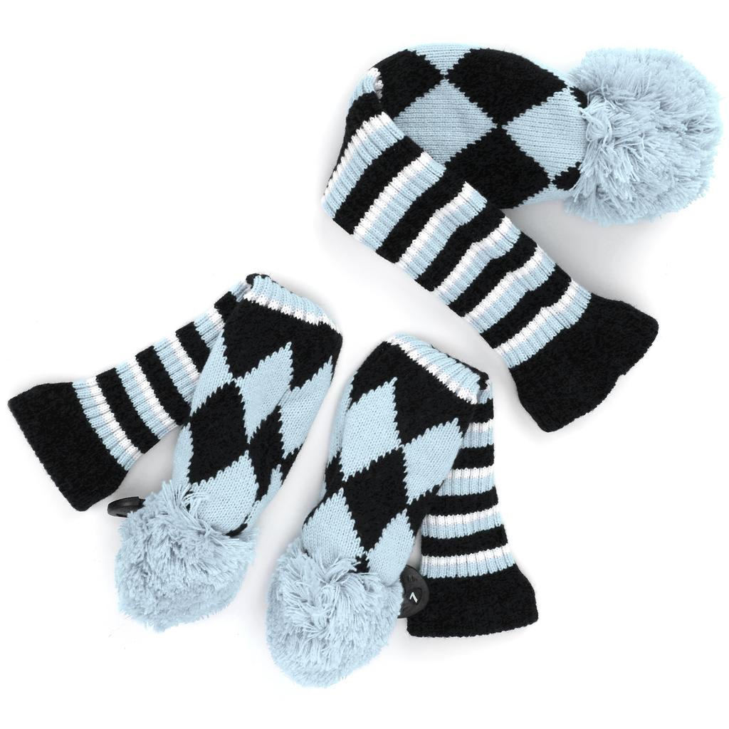 3Pcs Polyester Wool Knitting   Putter Head Cover Wooden   Headcovers Accessory
