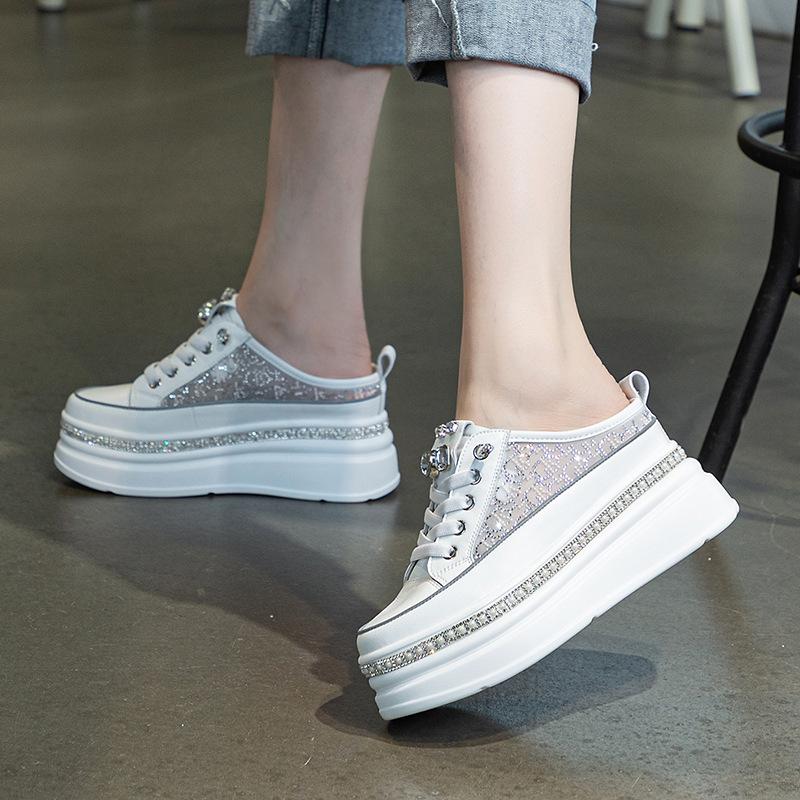 7CM Women Sandals Platform Wedge Sneaker Sandals Slides Women 2025 Summer Shoes Air Mesh Shoes Mules Shoes Slippers Breathable