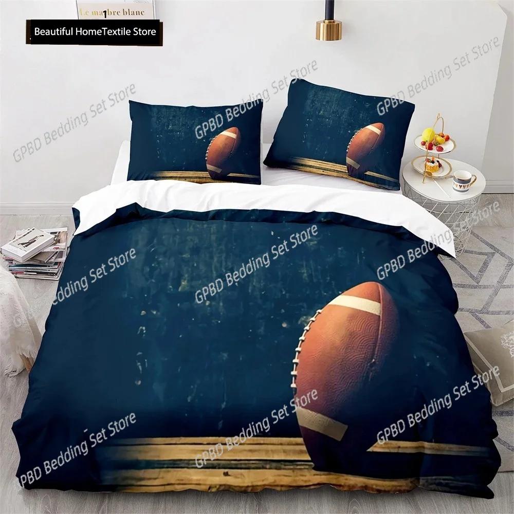 American Football Bettbezug Set 3D Sport Rugby Spieler Polyester Bettdeckenbezug Für Männer Teenager Junge Kind Bettwäscheset King Queen
