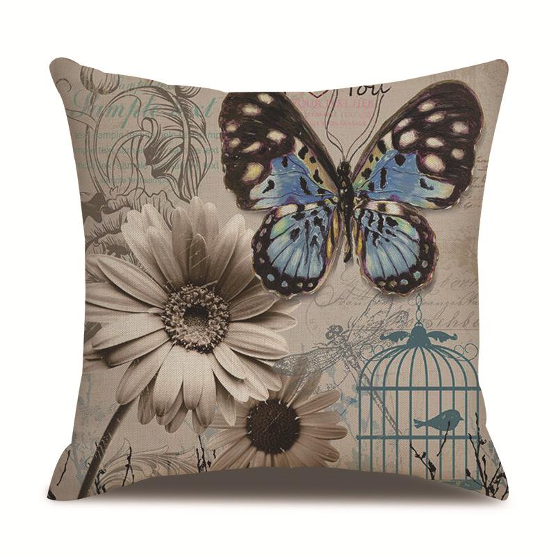 Linen Pillowcase Home Cute Butterfly Sofa Pillowcase Office Nap Pillow