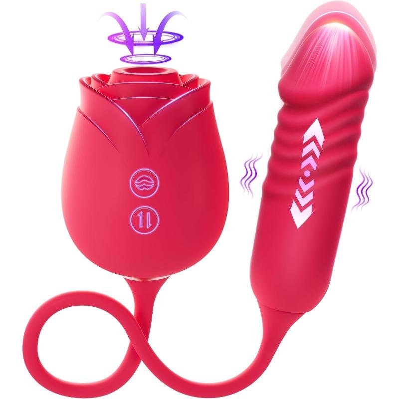 Female vibrator Dildo sex toy with thrust G-spot vibrator and 10 clitoral nipple stimulation sucking modes anal dilator adult sex toy couple