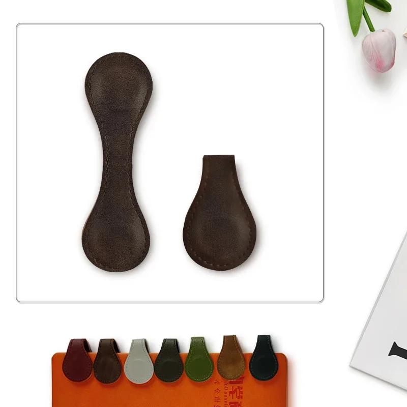 New PU Genuine Leather Magnetic Bookmark Double-sided Magnetic Buckle Notebook Page Pagination Clip Learning Reading Accessories