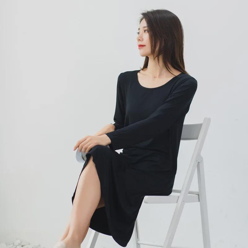 Camicia da notte da donna a maniche lunghe in modal – Ampia, sottile e perfetta per pigiami primaverili ed estivi