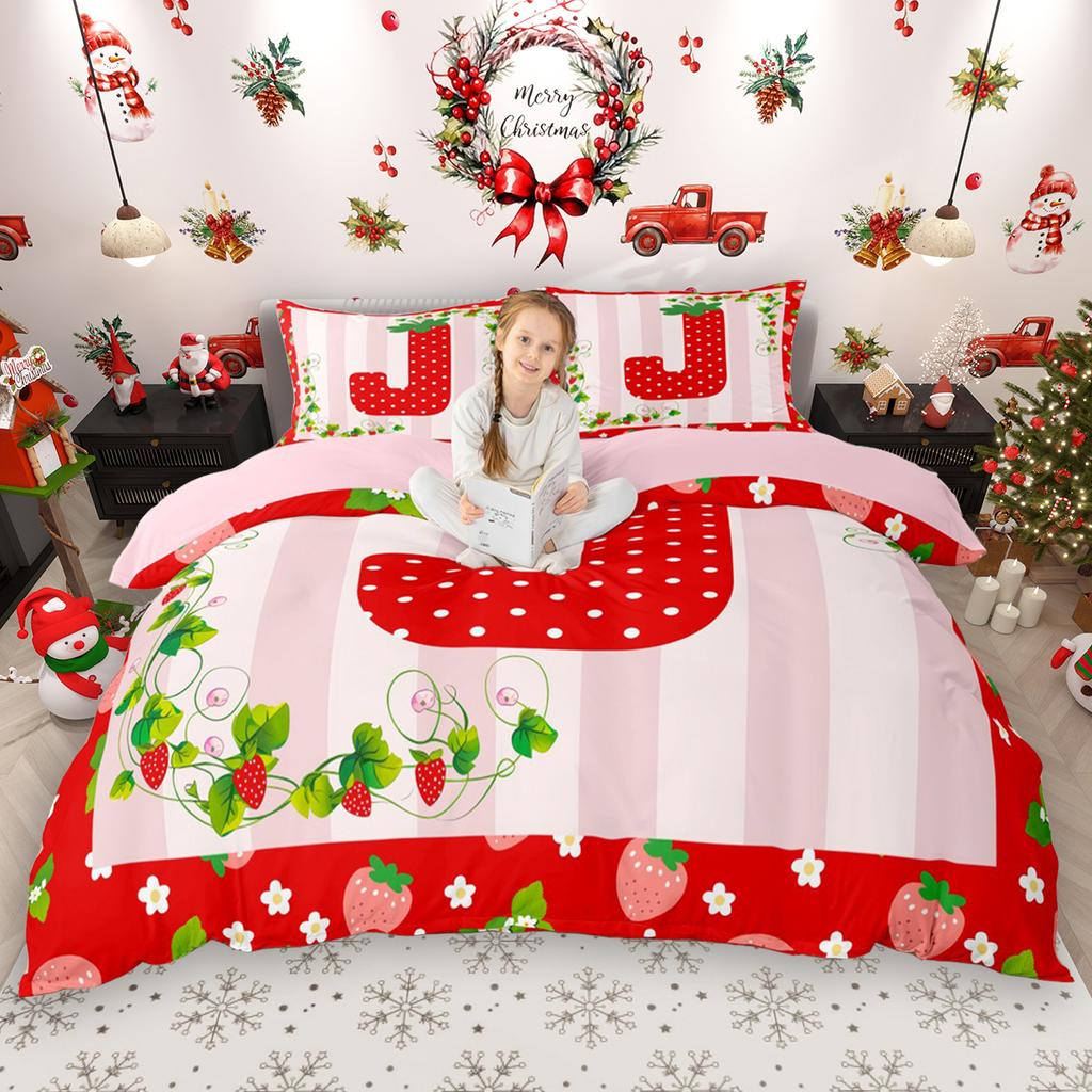 Comforter Homewish Girls Xmas Monogrammed 2Pcs/3Pcs Christmas Personalized Letter Bedding Happy New Year Gifts Bed Set