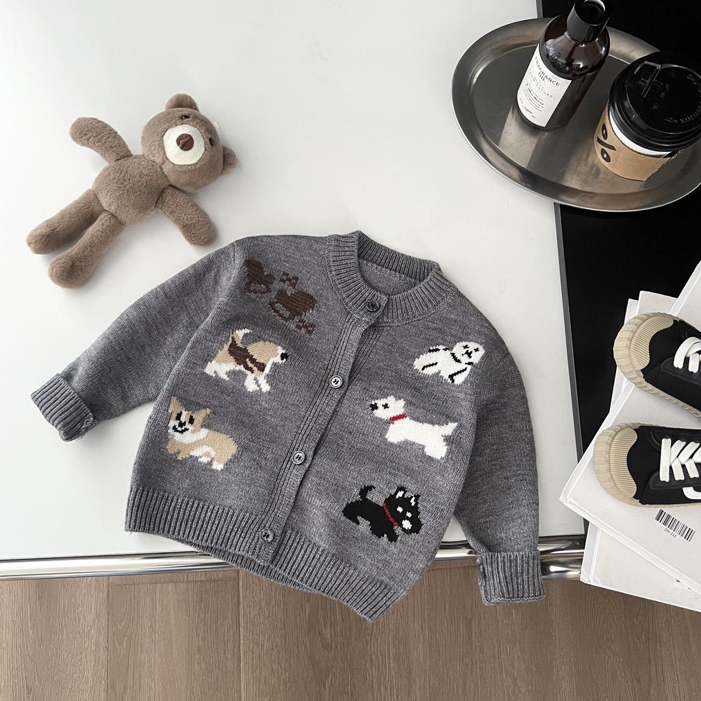 Boys Spring And Autumn Sweater New Baby Girl Cartoon Puppy Knitted Cardigan Jacket