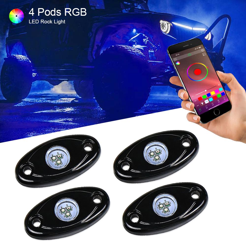 

MOVOTOR 4 Pods Multi-Color RGB Rock light Under water for Cars Truck Boat Universal Decoration