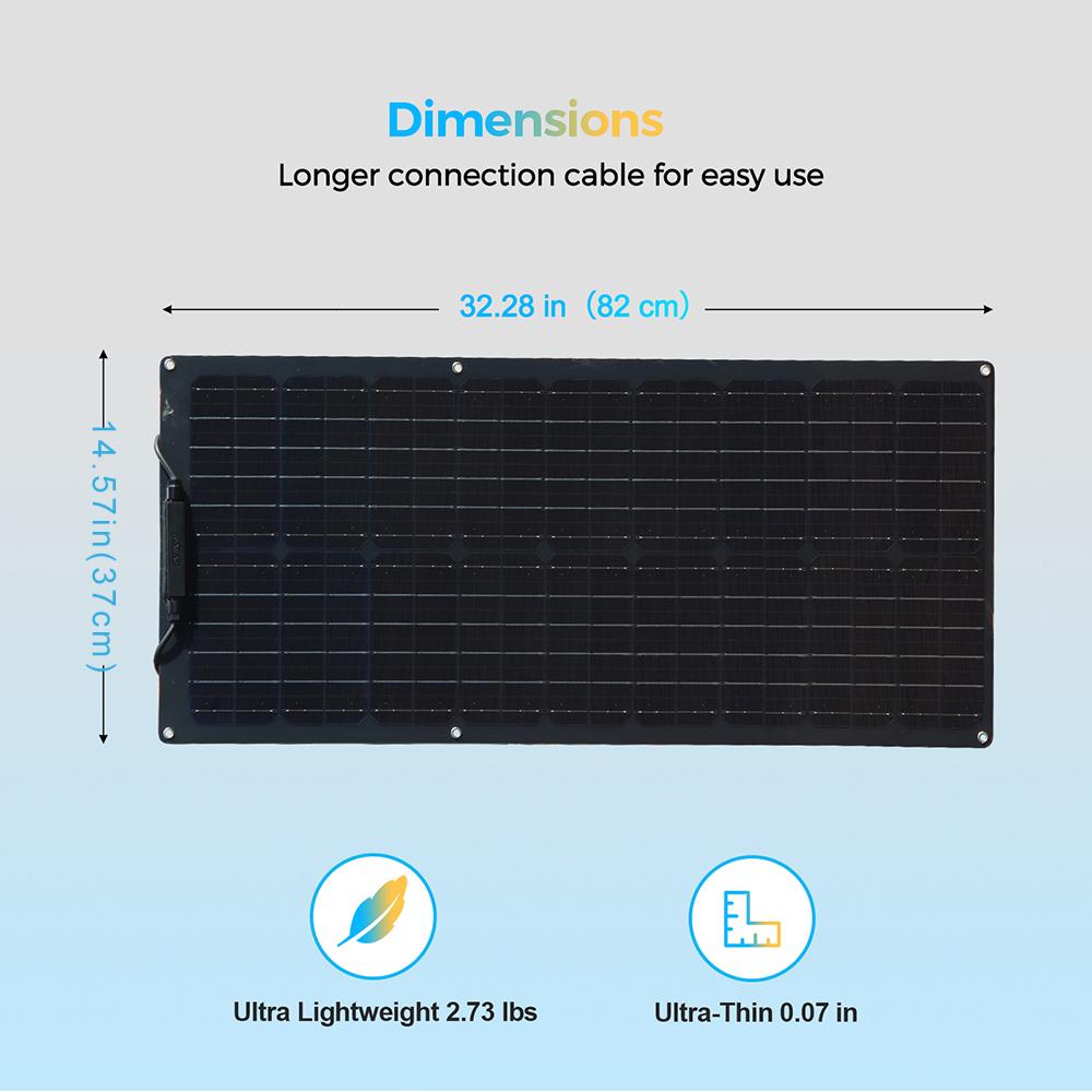 Flexible Solar Panel 50 Watt 12 Volt Monocrystalline Semi-Flexible Bendable 50W 100W Off-Grid Charger Marine RV Cabin Van Car 4