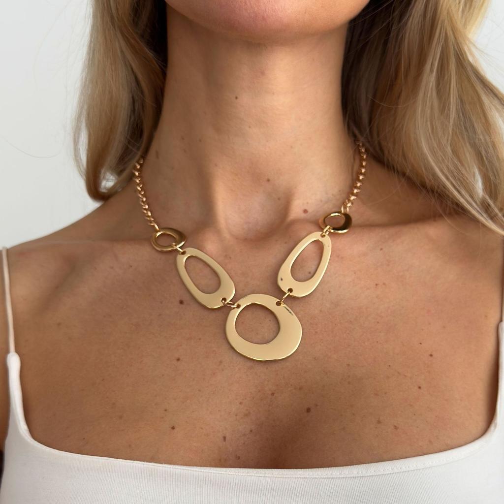 Fashion Irregular Metal O-Shaped Circle Splicing Waist Chain, High-End Light Luxury Geometric Hollow Body Chain