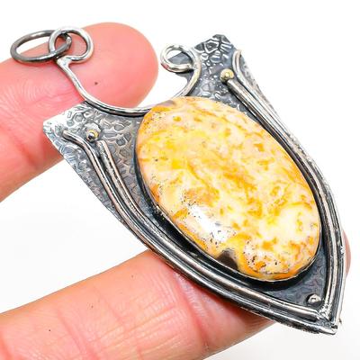 Natural Bumblebee Jasper Gemstone 925 Sterling Silver Gift Pendant 2.99" s9P24