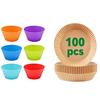 Air Fryer Paper Disposable Non-Stick Liners With Baking Tools: Cake Cups, Brush, Tongs & Gloves For Oven Airfryer Microwave