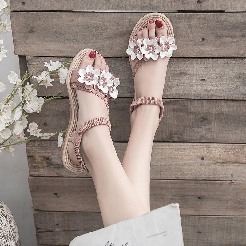 Fashion Beach Sandal Woman Summer 2024 Orthopedic Without Heel Comfortable Flat Women Roman Espadrilles Sandals New Green Chic Elegant