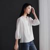 SOFSIL Women's French Elegant Lace Loose Seven-Quarter Sleeve Blouse