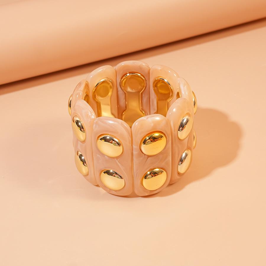 High-End European & Asian Gradient Acrylic Patchwork Bangle - Retro Exaggerated Style Wristband for Women