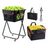 Tennis Ball Hopper, Holds 175 Tennis Balls or 290 Pickleballs, Foldable Pickleball Basket Cart with Wheels for Easy Pick Up, Portable Baseball Cart
