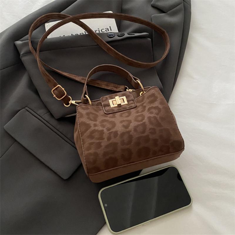 Chic Banquet Leopard Print Crossbody Bag, Stylish Women's Tote Bag, Retro Lock Handbag Shoulder Underarm Bag for Women Daily Use