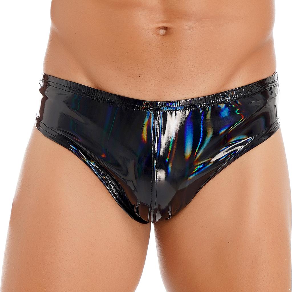 Mens Wet Look Patent Leather Briefs Underwear Male Underpants Club Pole Dancing Costume