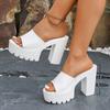 High-heeled Sandals, Chunky Heels, Large-size Women's Shoes, Slippers