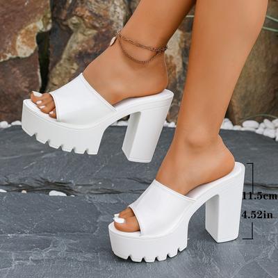 High-heeled Sandals, Chunky Heels, Large-size Women's Shoes, Slippers