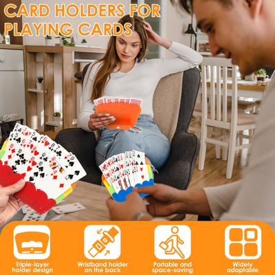 4Pcs Plastic Playing Card Holder 3 Layer Design Reusable Playing Card Holder Wrist or Tabletop Use Ideal for Family Fun Game