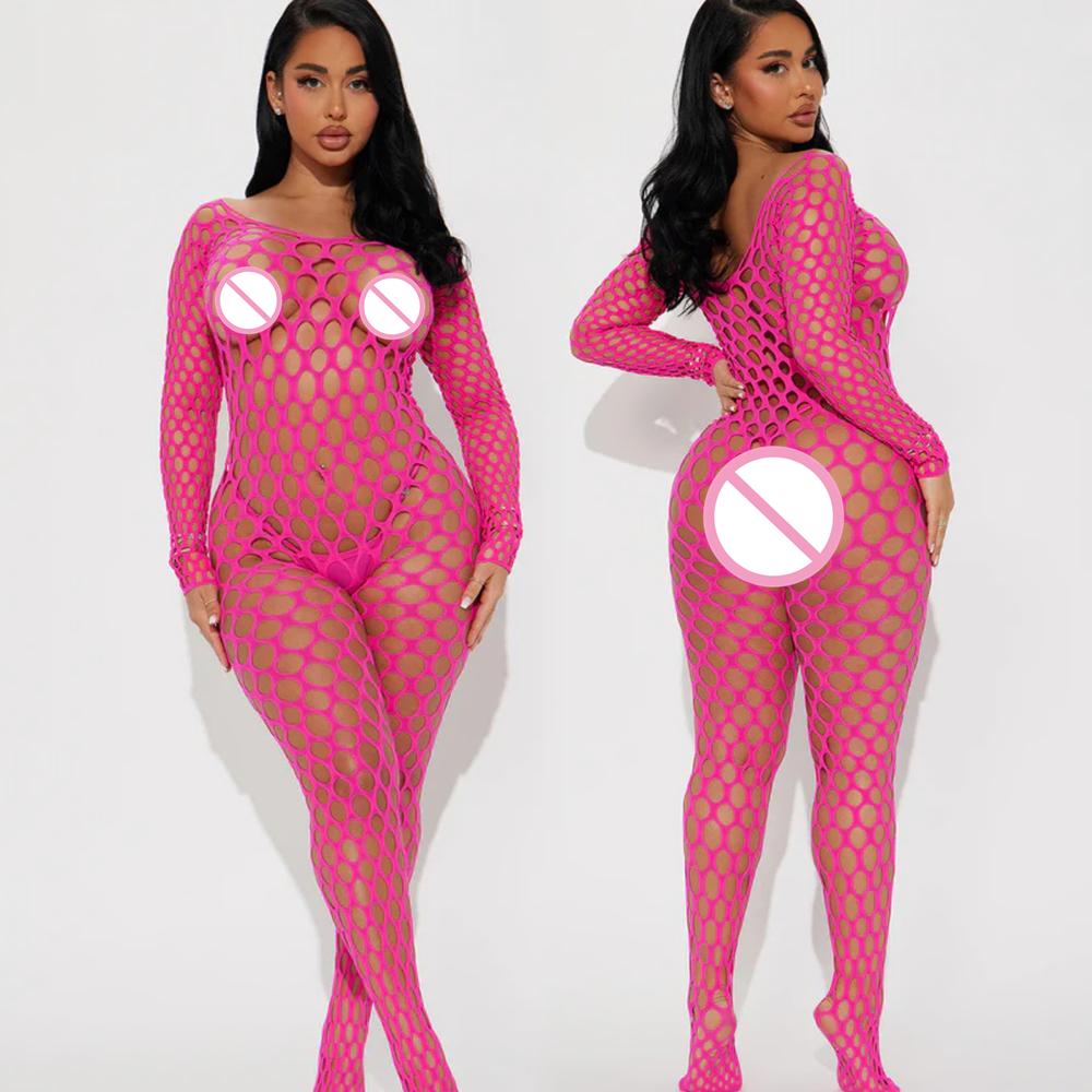 Green Crotchless Bodystocking For Women Transparent Sexy Lingerie Sexiest Bodysuit Erotic Costumes Black Full Body Stockings