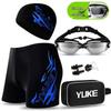 Plus Size Men's Fashionable Swim Trunks with Swim Goggles & Cap - Professional Swimwear for Hot Springs