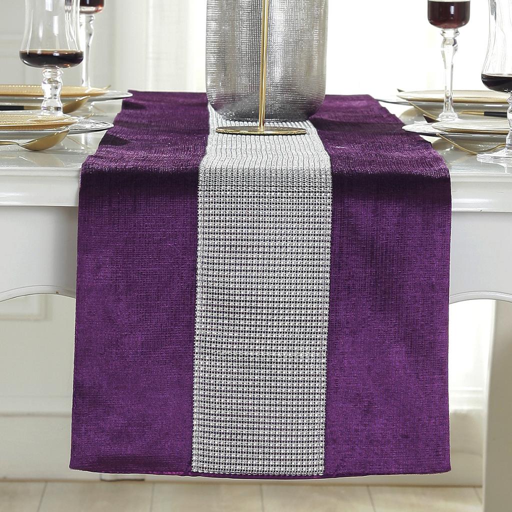 Premium Full Diamond Luxury Embroidered Table Runner Modern European Jacquard Table Runner Modern Style Sparkling Accessories,