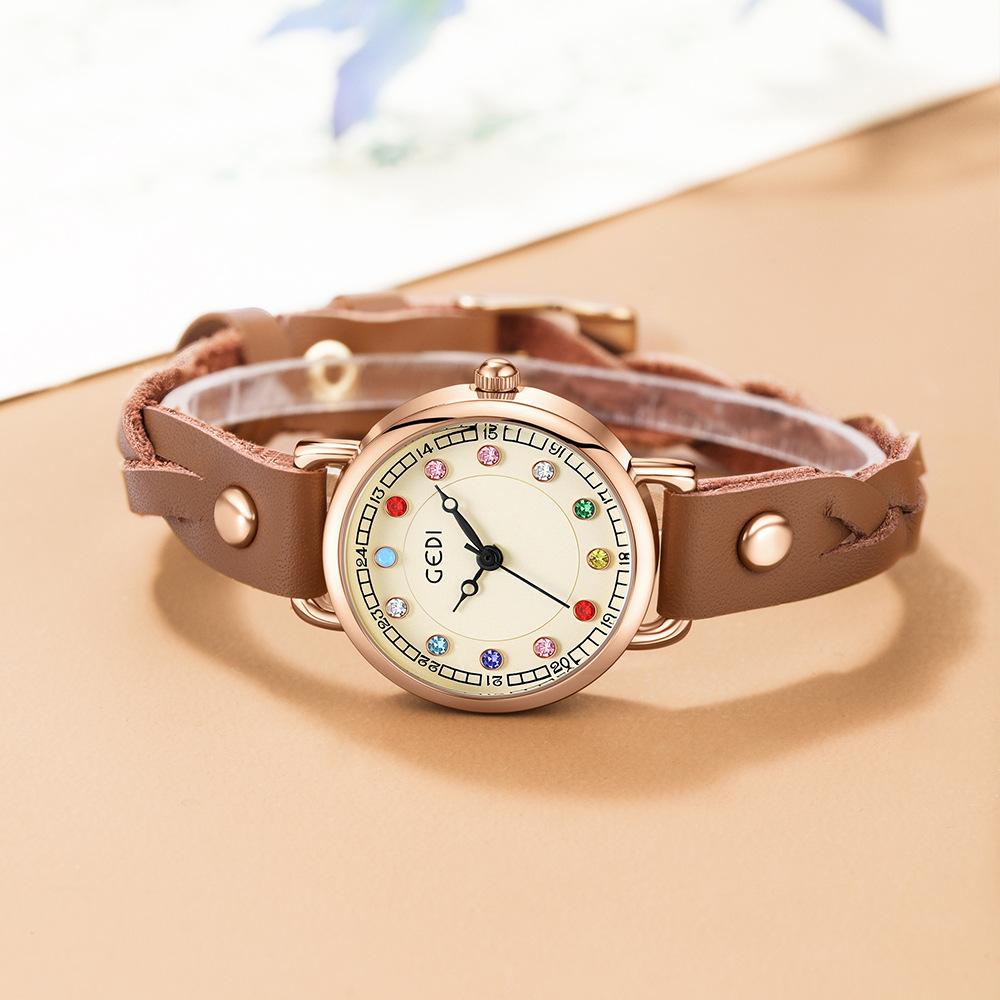 Light Luxury Colorful Birthstone Women'S Watch Niche High-End Woven With Punk Style Exquisite Small Women'S Watch