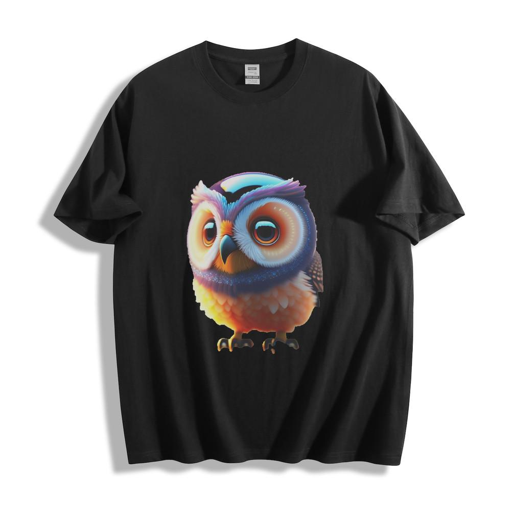 Colorful Cartoon Owl Graphic T-Shirt