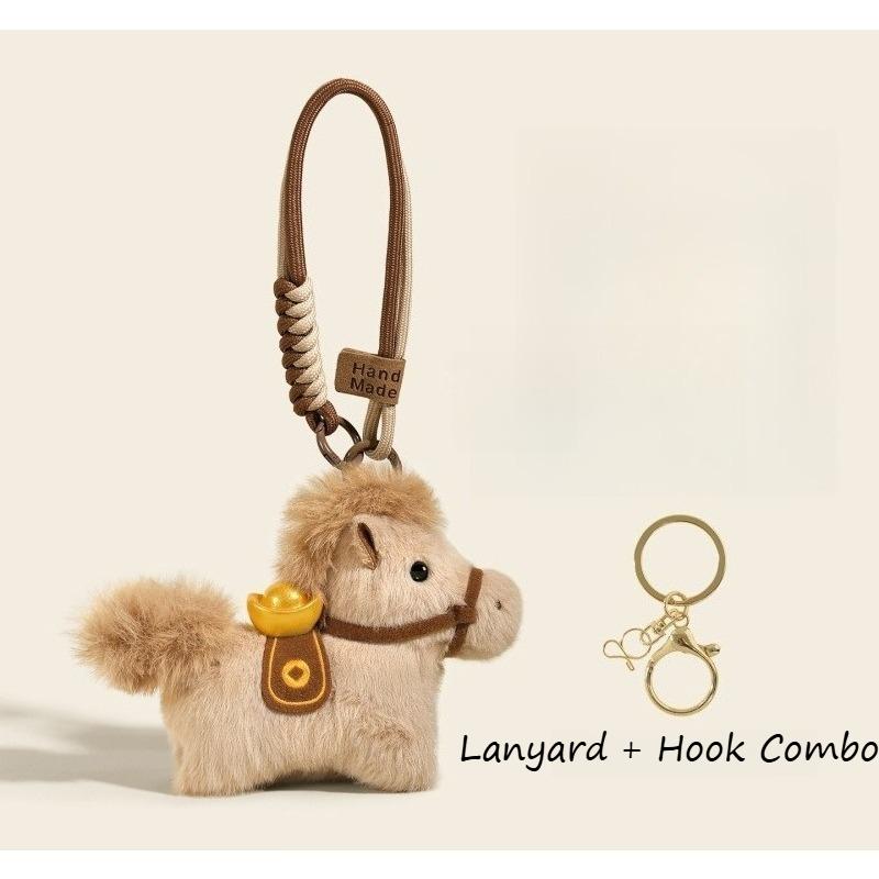 Adorable 2026 Year of The Horse Plush Doll Realistic Pony Figure Keychain Cute Soft Toy for New Year Gift & Decor