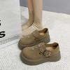 [Youshilai] Retro Versatile One-pedal Single Shoes Women's Spring 2025 New Metal Buckle Casual Loafers