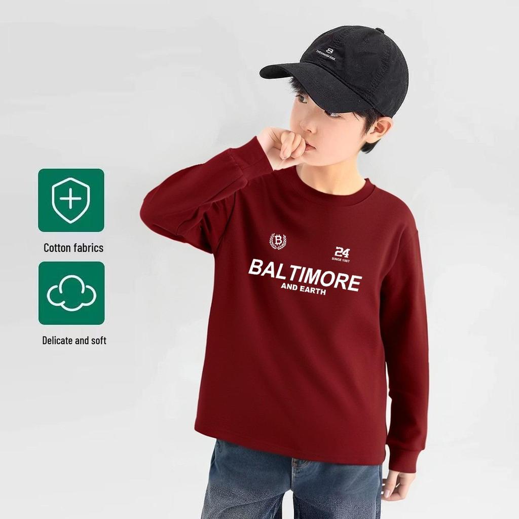 Boys' Long-Sleeve White T-Shirt - Spring/Autumn 2025 Trendy Loose Fit