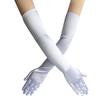 New Women Satin Elastic Full Finger Party Gloves Students Solid Bridal Wedding Dress Long Mittens Outdoor Dance Dress Up Gloves