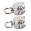 J-ouuo 2pcs Double Pulley Stainless Steel M25 Double Pulley Block 150kg Bearing Swivel Pulley Wheel Roller