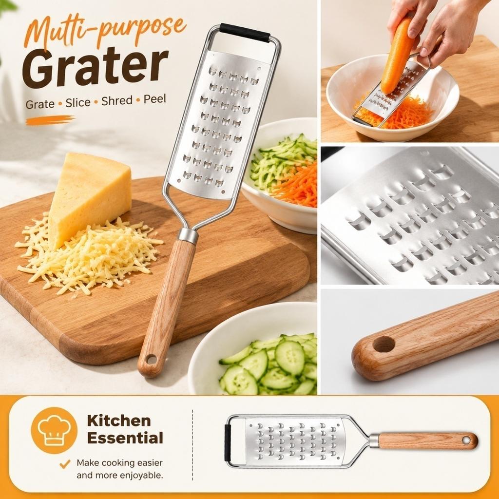 Stainless Steel Kitchen Grater Multifunctional Vegetable Cheese Grater Handheld Peeler for Carrot Potato Fruit and Vegetable Slicing