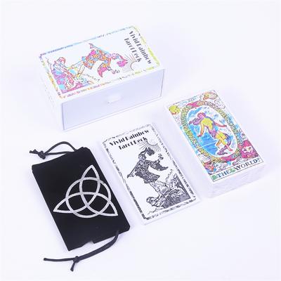 12*7cm Vivid Rainbow Tarot Deck In Sliding Rigid Gift Box 78 Pcs Tarot Cards with Guidebook and Drawstring Pouch